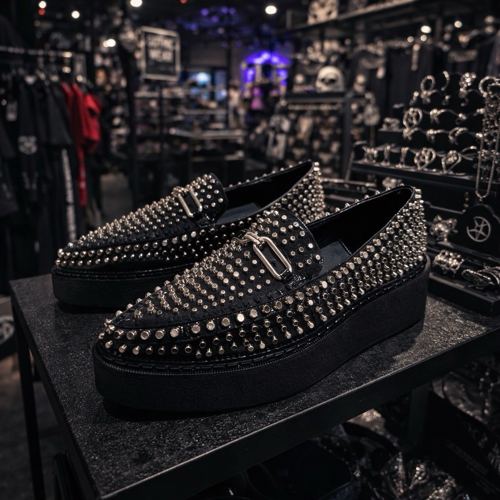 New No Box Jeffrey Campbell Choux Black Studded Platform Loafers Goth Grunge 9